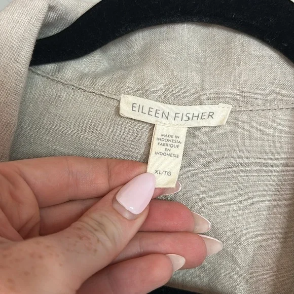 Eileen Fisher Organic-Linen Stand-Collar Long Jacket - Picture 5 of 7